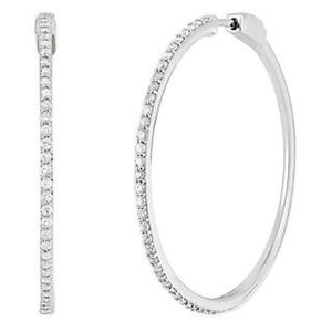 1.0 ct. t.w. Diamond Hoop Earrings in Sterling Silver